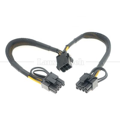 Sleeved 18AWG Pure Cooper Y Splitter 6 broches à double 8 broches 6+2 PCI Express Adaptateur d'alimentation Extension câble PCIe pour GPU