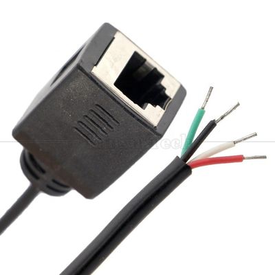 Femme RJ45 Socket à ouvrir soudage en conserve 4 fils câble de queue de porc à l'extrémité nue