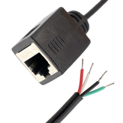 Assemblage personnalisé Femme RJ45 Socket pour ouvrir la soudure en conserve 4 fils à l' extrémité nue câble de queue de cochon