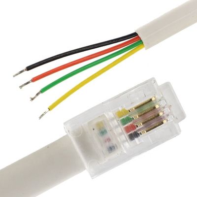 OEM 1m Blanc Noir RJ9 RJ11 Homme 4p4c à fil dépouillé câble ouvert
