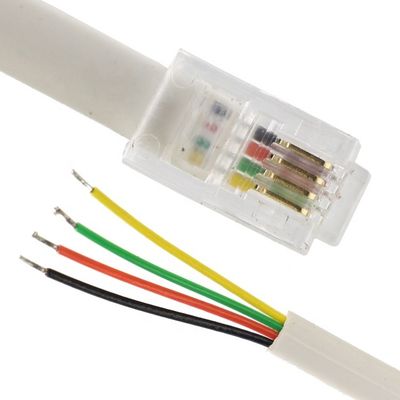 OEM 1m 2m 3m Blanc RJ9 RJ11 Masculin 4p4c à fil de ferraille en conserve dépouillé