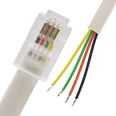 Personnalisé 1m 2m 3m RJ9 RJ11 mâle 4p4c à fil en conserve dépouillé câble ouvert