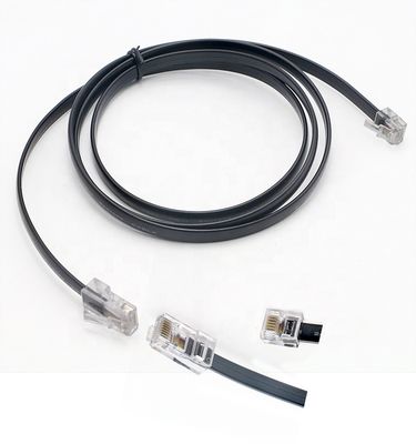 RJ45 8P8C noir personnalisé au câble téléphonique RJ11 6P4C
