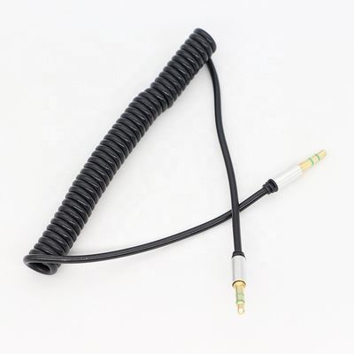 CUSTOM 1M 2M 3M bobine à ressort en spirale mâle à mâle 3,5 mm Jack Stereo Aux Audio Cable