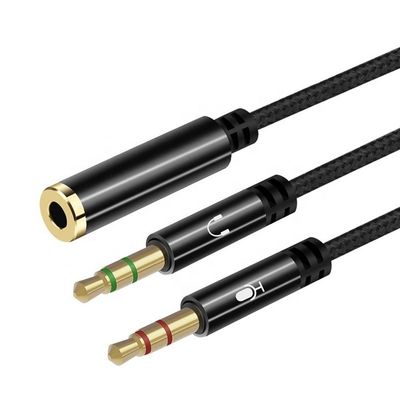 Splitter de haute qualité 1 casque féminin à 2 casques masculins 3,5 mm Jack câble micro audio
