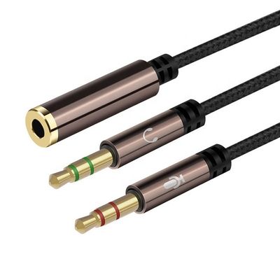 Splitter en nylon tressé de haute qualité 1 femme à 2 hommes casque 3,5 mm jack câble de microphone audio pour téléphone