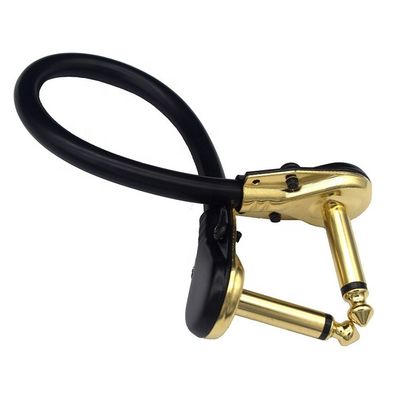 1/4 de pouce d'or à angle droit mono TS Jack cordon d'instrument de guitare
