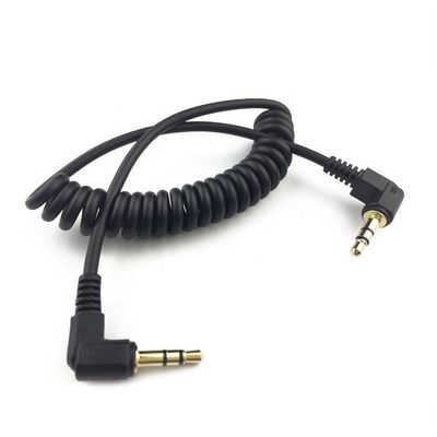 90 degrés homme à homme 3,5 mm jack enroulé casque stéréo aux câble d'extension audio