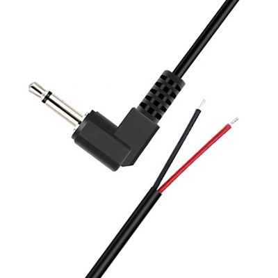 90 degrés angle droit 2 pôles TS 3,5 mm Stereo Audio Jack à la queue de porc dépouillée en conserve câble de fin de fil nu