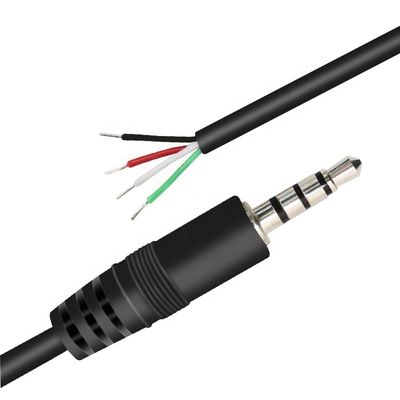 Adapté à 4 pôles TRRS 3,5 mm Stéréo Audio Jack à la queue de porc dépouillée en conserve câble d'extrémité de fil nu