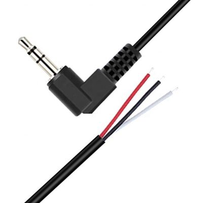 90 degrés angle droit 3 pôles TRS 3,5 mm Stereo Audio Jack à la queue de porc dépouillée en conserve câble de fin de fil nu
