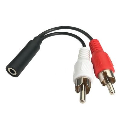 Splitter féminin 3,5 mm Aux Audio Jack à 2 câbles AV RCA mâles pour haut-parleur