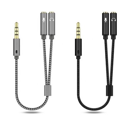 1 entrée à 2 sorties en forme de Y 3,5 mm AUX Microphone audio stéréo Casque séparateur adaptateur câble
