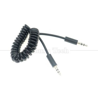 Cable d'extension audio stéréo enroulé en ressort de 3,5 mm Jack Aux