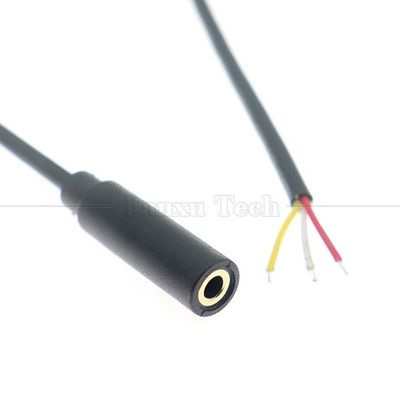 Plaqué doré 3,5 mm TRS 3 Ploes Shield Jack audio Femme à fil étainé nu Câble à extrémité ouverte