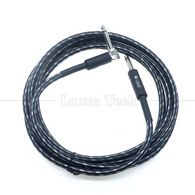 L forme 90 degrés angle droit à droite durable Jacket tressé 6.35mm Ts Jack Instrument Guitare électrique patch câble audio