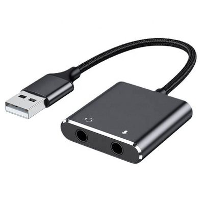 Plug and Play Audio Mic Studio Casque USB Adaptateur de carte de son externe pour ordinateur portable
