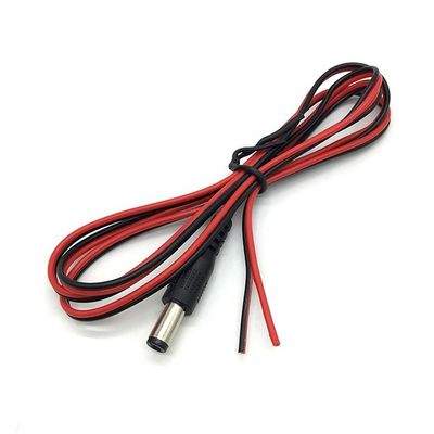 Rouge Noir DC Masculin 5,5x2,1 mm Jack de canon à dépouillé ouverts à l'extrémité nue câble en fer blanc