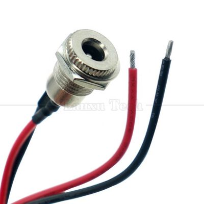 10cm 18AWG 5A Panneau monté DC 099 prise féminine 5.5x2.1mm 2.5mm Connecteur à filetage métallique pour ouvrir les fils en conserve