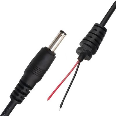 CUSTOM DC Barrel Jack mâle 2.1X5.5mm à dépouillé fil d'étain en ferraille queue de porc câble à l'extrémité nue avec SR Grommet