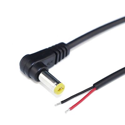 90 degrés angle mâle DC 2.1x5.5 Jack de canon à ouvrir dépouillé fil en conserve câble de bout nu