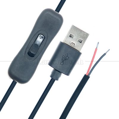 1M USB A mâle à ouvrir câble de chargement en fer blanc en conserve avec 304 bouton de commutateur