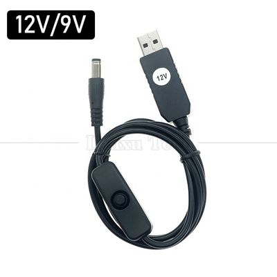 Booster de haute qualité 5V USB à 12V 9V DC 5.5x2.1mm Jack à baril Chargeur de puissance ON OFF câble avec commutateur pour le ventilateur de routeur LED bande