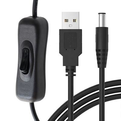 Cable d'extension du chargeur de puissance de 1m 5V USB à courant continu 5.5x2.1mm avec commutateur ON OFF pour LED