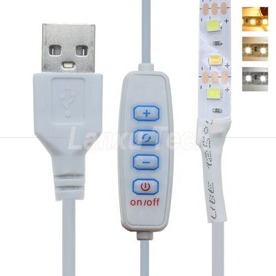 5V sortie Dimming sans étape ON OFF Switch câble d'amortisseur USB pour lampe à bande de lumière LED