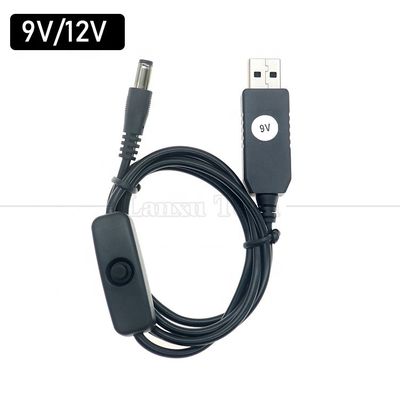 USB à 9V 12V DC 5,5x2,1 mm Jack chargeur de puissance ON OFF câble de commutateur pour le routeur ventilateur haut-parleur LED