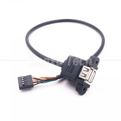 Double câble USB de type A 2 ports monté sur le panneau USB à Dupont 9 broches