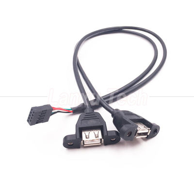 Double câble USB de type A à 2 ports monté sur le panneau USB à Dupont