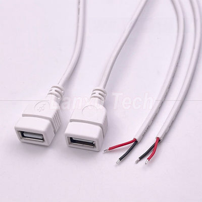 5V USB blanc Femme à ouvrir des fils nus Pigtail Cable d'extrémité pour bande LED