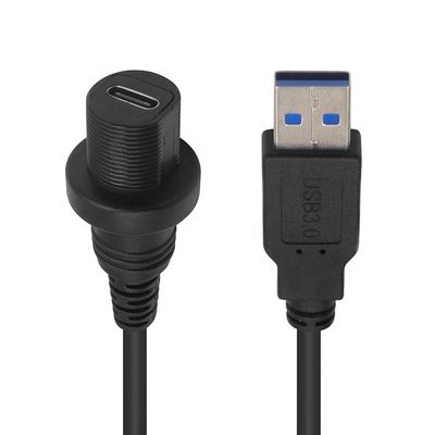 Mini USB mâle à micro USB femelle câble d'extension imperméable à l'eau avec panneau de montage à vide pour voiture camion bateau ordinateur de moto