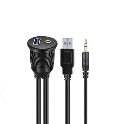 USB 3.0 AUX DC 3.5 câble d'extension imperméable à l'eau de mâle à femelle avec panneau de montage à vide pour voiture camion bateau ordinateur de moto