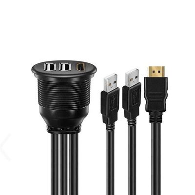 3 ports USB 2.0 mâle à USB 2.0 femelle câble d'extension imperméable à l'eau avec panneau de montage à vide pour voiture camion bateau ordinateur moto