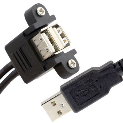 Fermeture à vis 0,5 M 1 M câble d'extension double USB 2.0 monté sur panneau