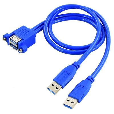 Double câble d'extension USB 3.0 monté sur un panneau de type A, mâle à femelle