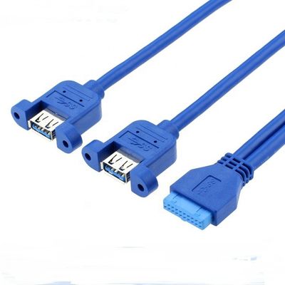 Montage à double panneau USB 3.0 A Femme à IDC 20 PIN Femme Casse d'ordinateur PC Câble de carte mère