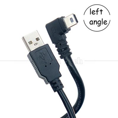 Personnalisation 90 degrés angle gauche USB un mâle à MINI 5P câble USB pour la caméra de la manette PS3