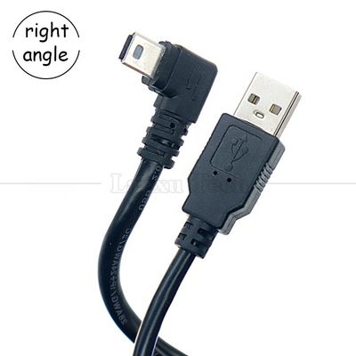 1m 2m 3m 5m 90 degrés L en forme d'angle droit gauche USB 2.0 un mâle à mini B 5 broches câble de charge de données USB pour MP3 caméra