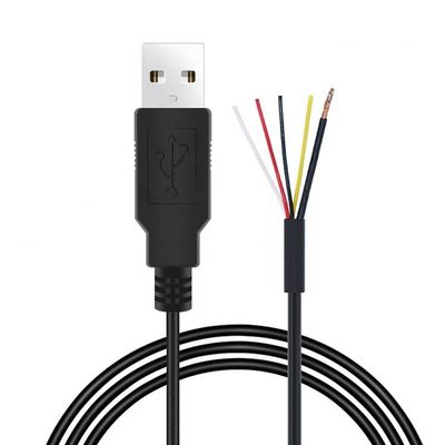 CUSTOM Shield USB 2.0 Un mâle à l'extérieur en conserve 4 fils bout ouvert queue de porc bout nu câble