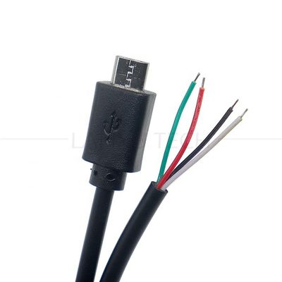 OEM personnalisé Micro B V8 5 broches USB mâle à ouvrir Pigtail câbles nus