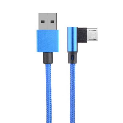 Chargement rapide 2.4A Nylon tressé en forme de L Angle gauche Micro b à USB Un câble de chargement de données mâle pour téléphone