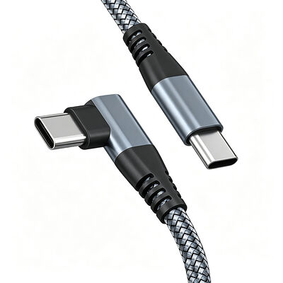 Coude tressé à 90 degrés 60W 3A Type C à Type C PD Chargeur de données câble de chargeur pour moniteur de téléphone portable iPhone 15 16