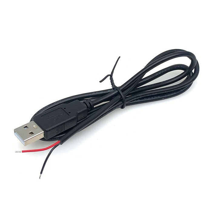 5V USB pour ouvrir les fils nus en conserve rayés à l'extrémité du câble de chargeur d'alimentation Pigtail pour lampe à bande LED 6