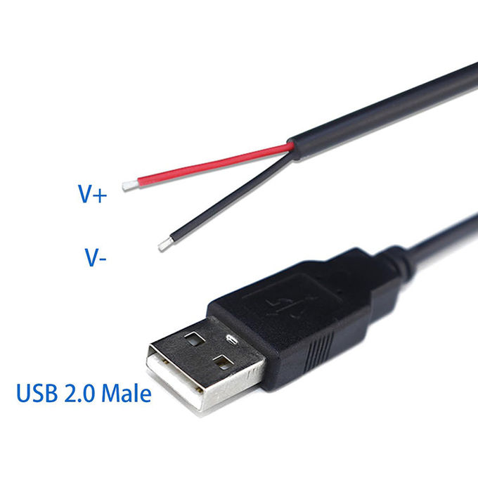 5V USB pour ouvrir les fils nus en conserve rayés à l'extrémité du câble de chargeur d'alimentation Pigtail pour lampe à bande LED 3