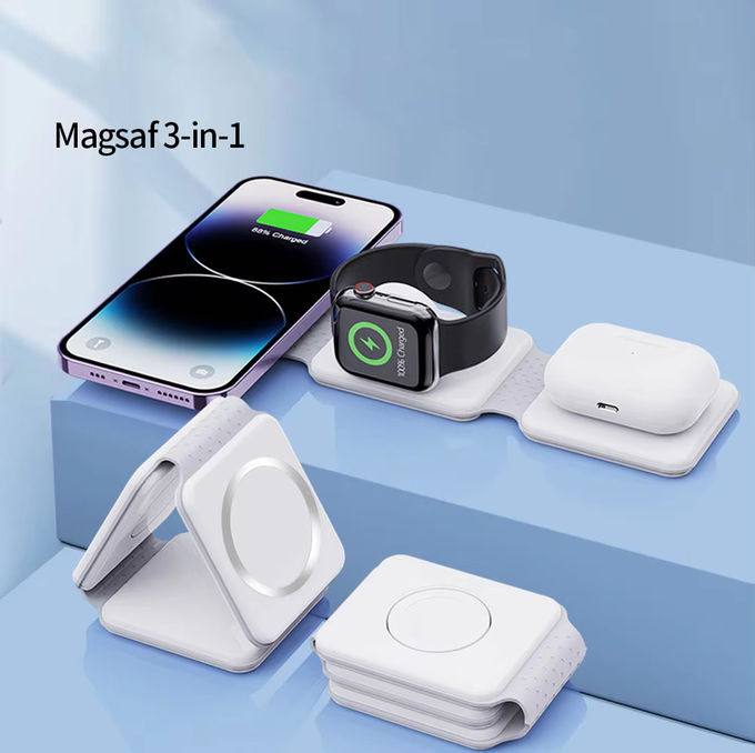 Chargeur sans fil pliable magnétique 3 en 1 iPhone 12-15 15w Station de charge rapide sans fil 6