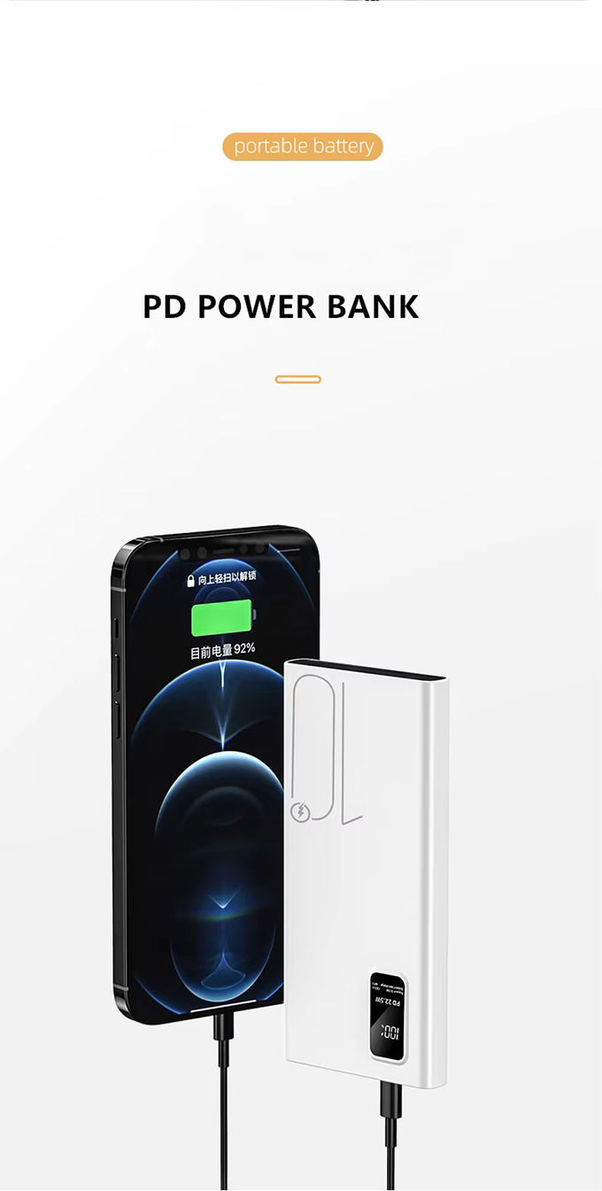 Portable extérieur 10000mah PowerBank affichage LED PD QC3.0 22.5W Charge rapide Slim Power Banks 10000mAh Chargeur USB-C pour iphone 15 5